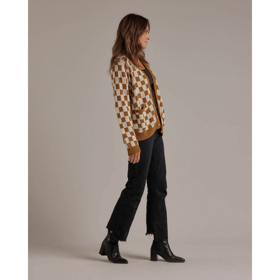 Rylee and Cru Button Cardigan | Checkerboard