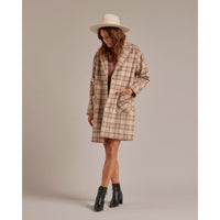 Rylee and Cru Women Longline Coat | Grey Plaid