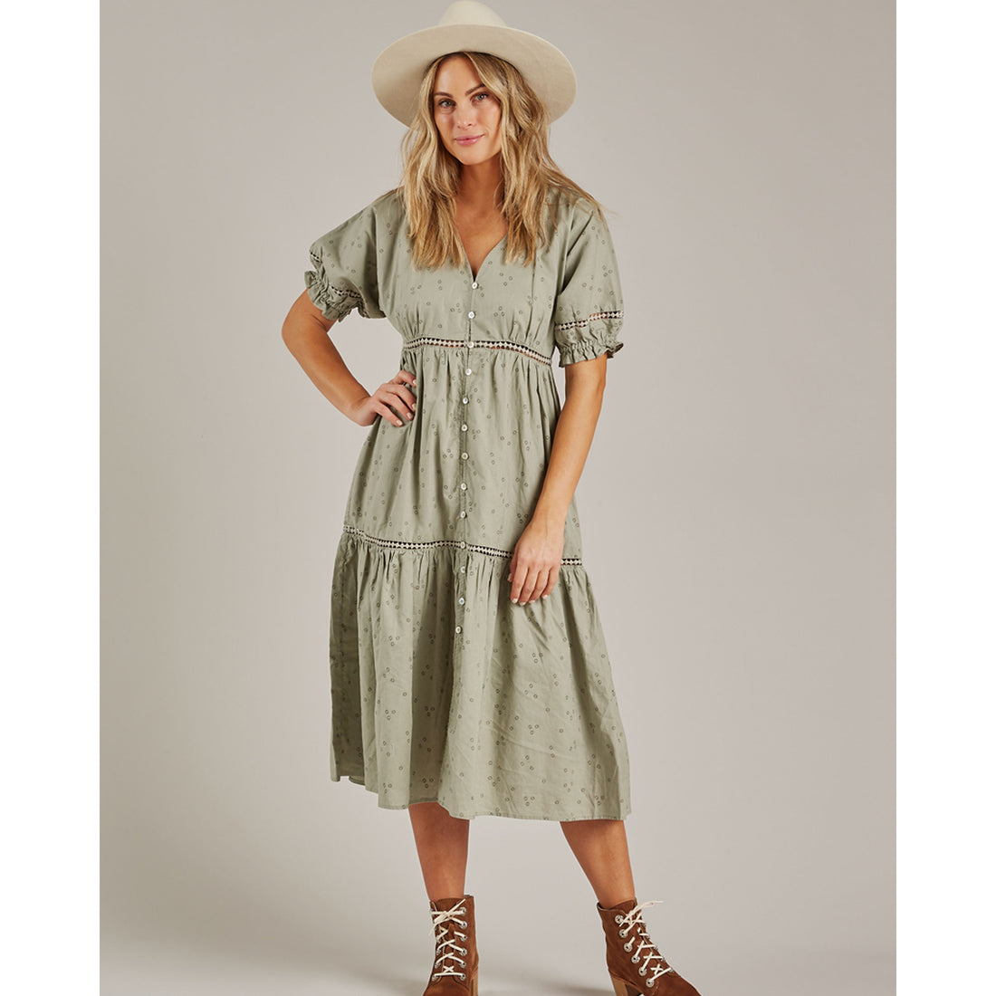 Rylee and Cru Blue-Fog Bandana Mandi Womens Dress