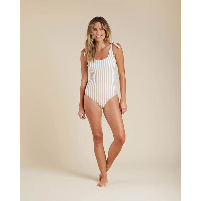 Rylee and Cru Millie Tie Women One-Piece || Grey Stripe
