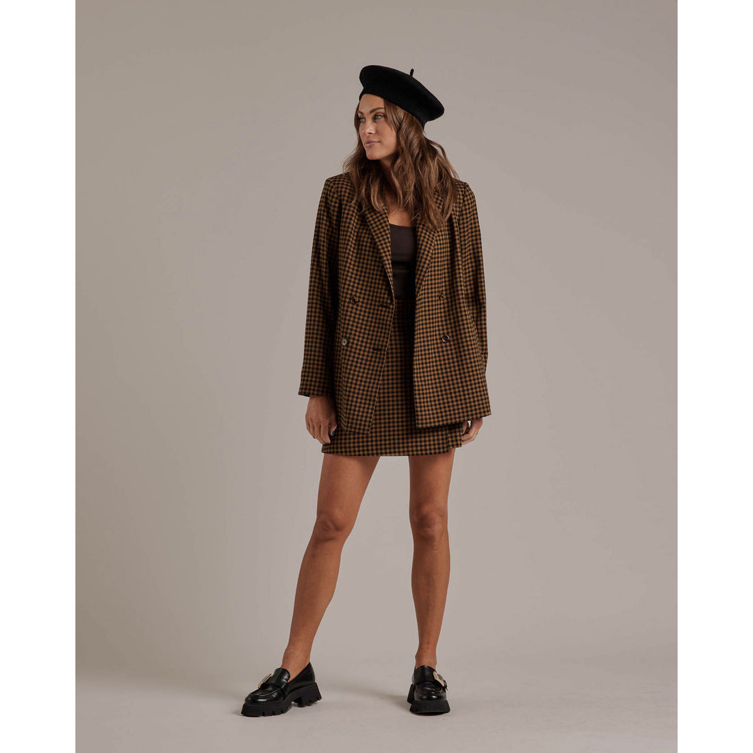 Rylee and Cru Double Breasted Blazer | Chartreuse Plaid