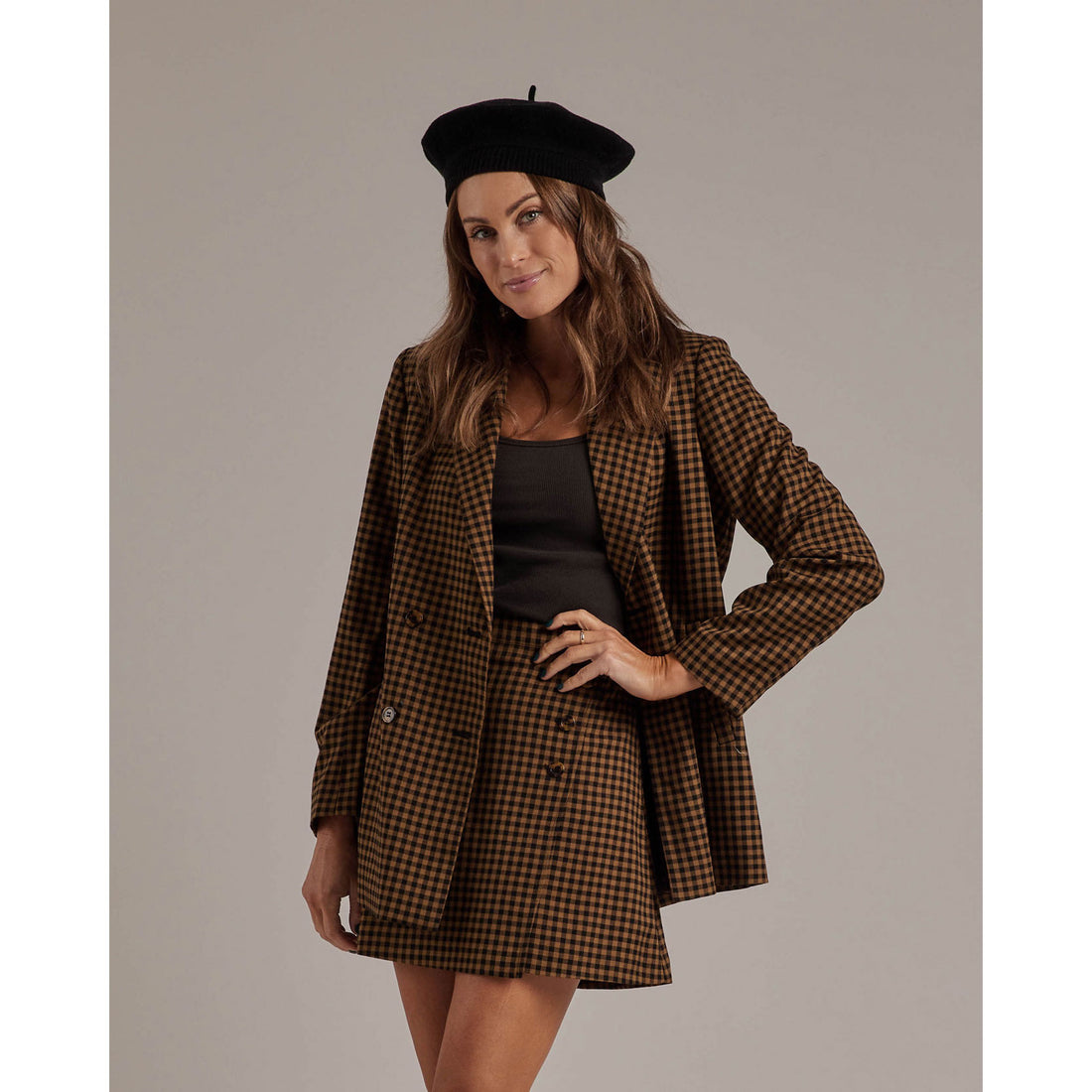 Rylee and Cru Double Breasted Blazer | Chartreuse Plaid