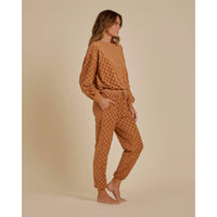 Rylee and Cru Camel Check Relaxed Sweatshirt