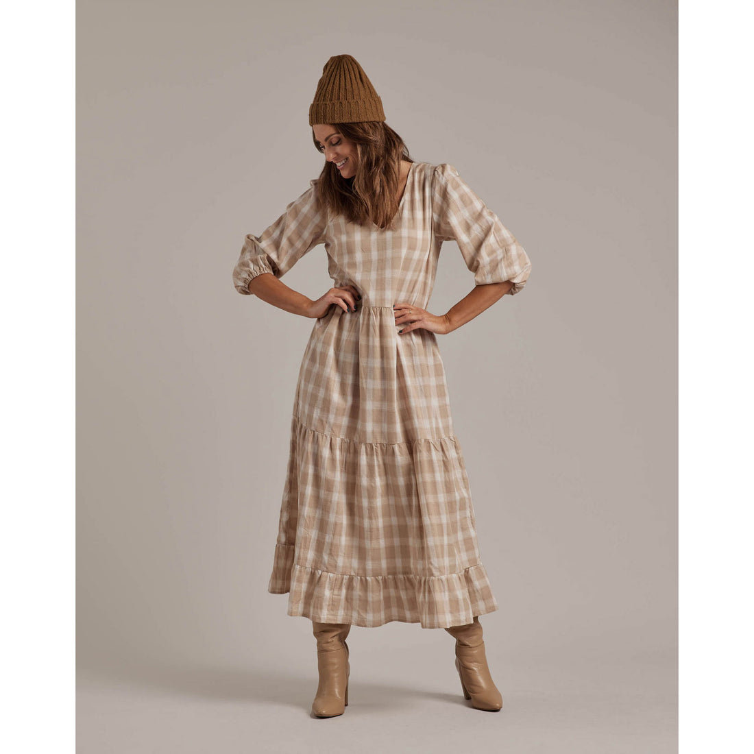 Rylee and Cru  Gillian Womens Dress|Putty Plaid