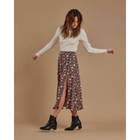 Rylee and Cru  Button Slit Womens Skirt|Holiday Bloom