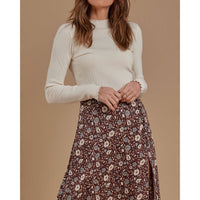 Rylee and Cru  Button Slit Womens Skirt|Holiday Bloom