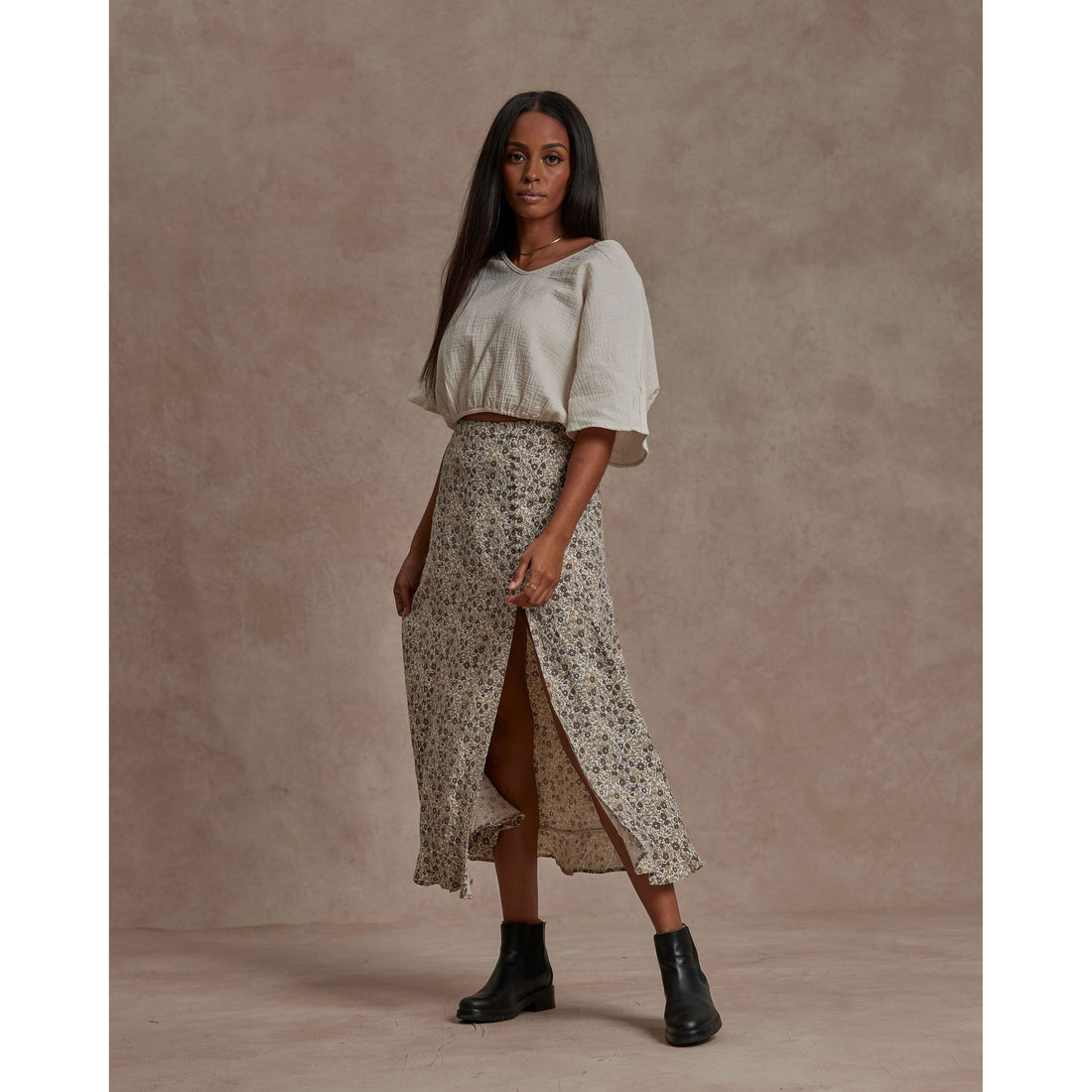 Rylee and Cru Women Button Slit Skirt | Autumn Floral