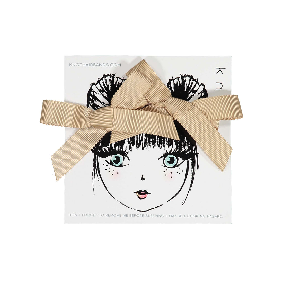 Knot Hairbands Ribbon Mini Bow Set // Sand