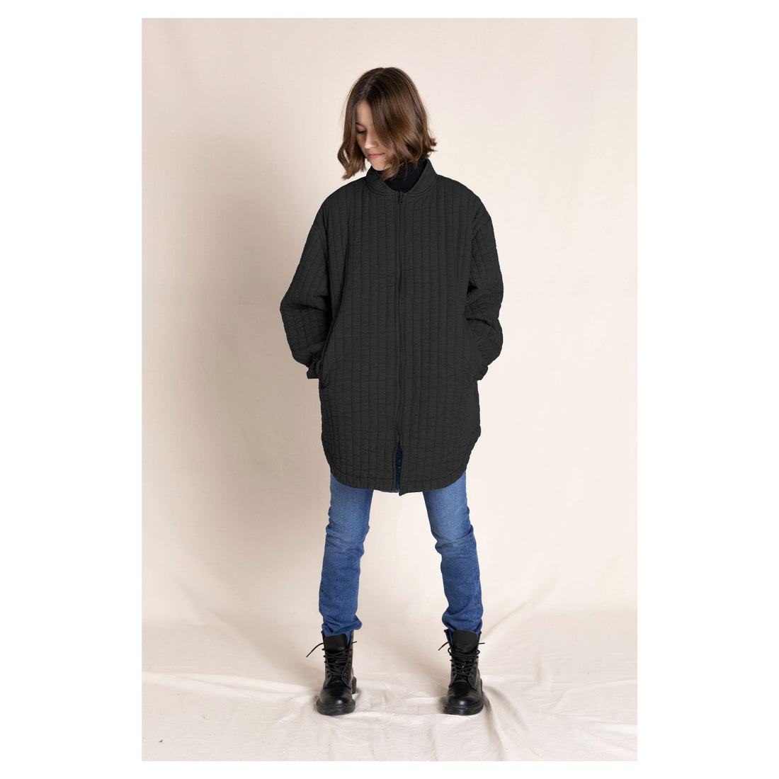 Finger in the Nose Rina Winter Black Quilted Oversized Jacket