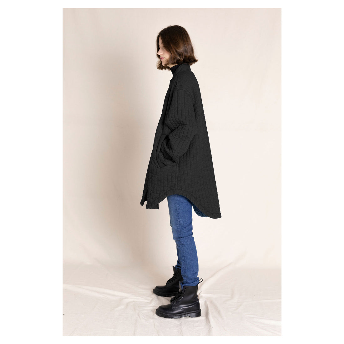 Finger in the Nose Rina Winter Black Quilted Oversized Jacket