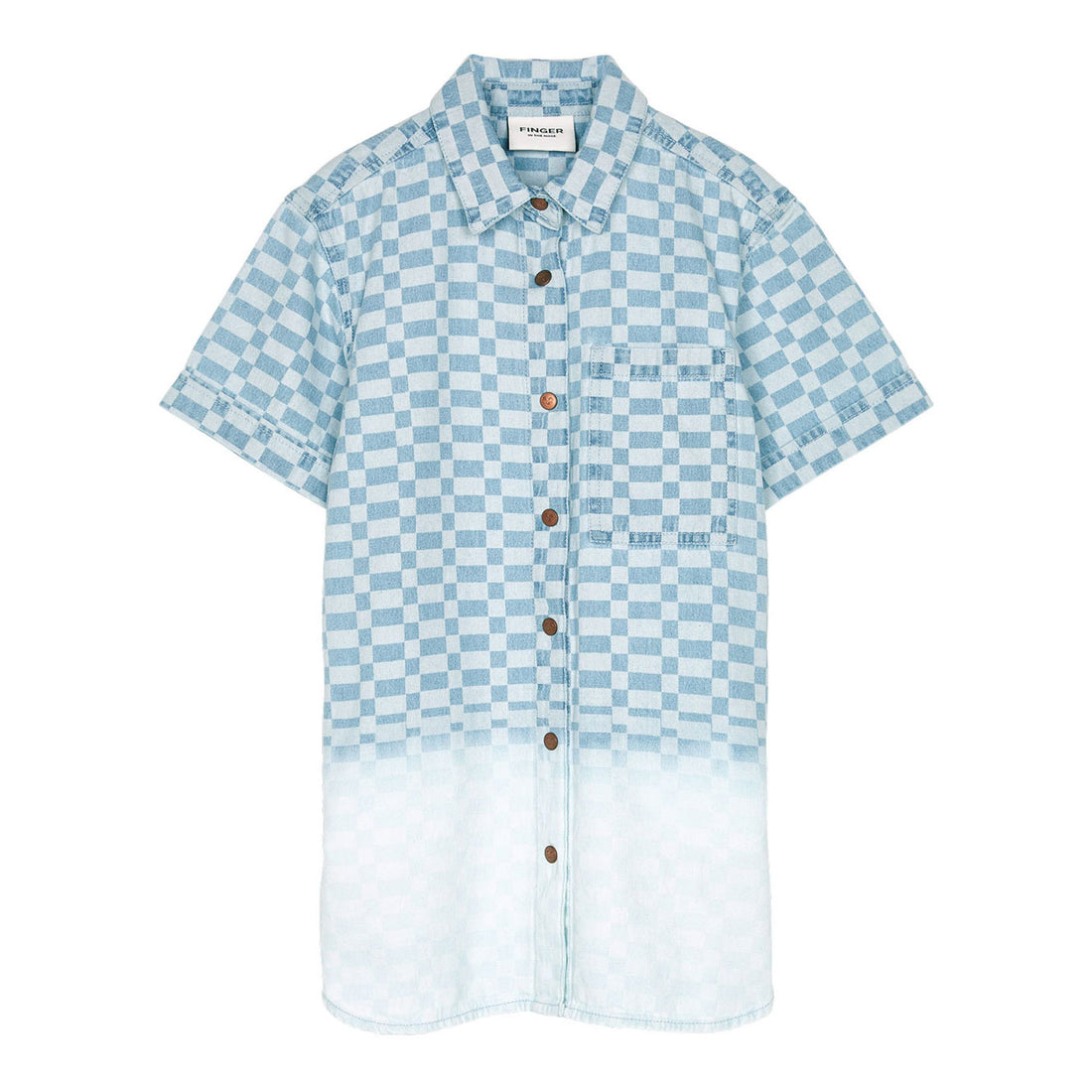 Finger in the Nose Rosita Bleached Blue Dip Dye Short Sleeve Shirt Dress