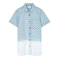 Finger in the Nose Rosita Bleached Blue Dip Dye Short Sleeve Shirt Dress