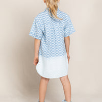 Finger in the Nose Rosita Bleached Blue Dip Dye Short Sleeve Shirt Dress