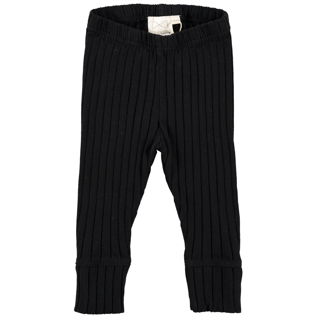 Mini Sibling Black Embroidered Rib Leggings