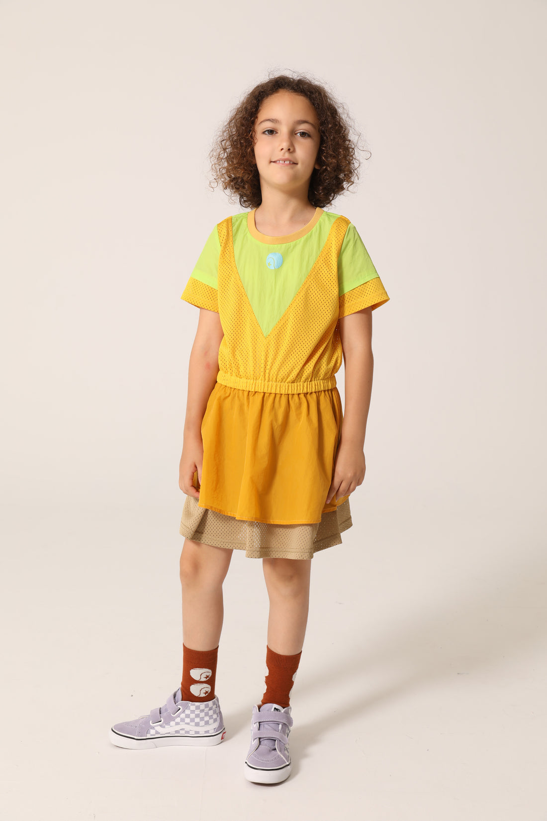 raquette Tri Sun-Golden-Yellow Nylon Mesh Tennis Dress