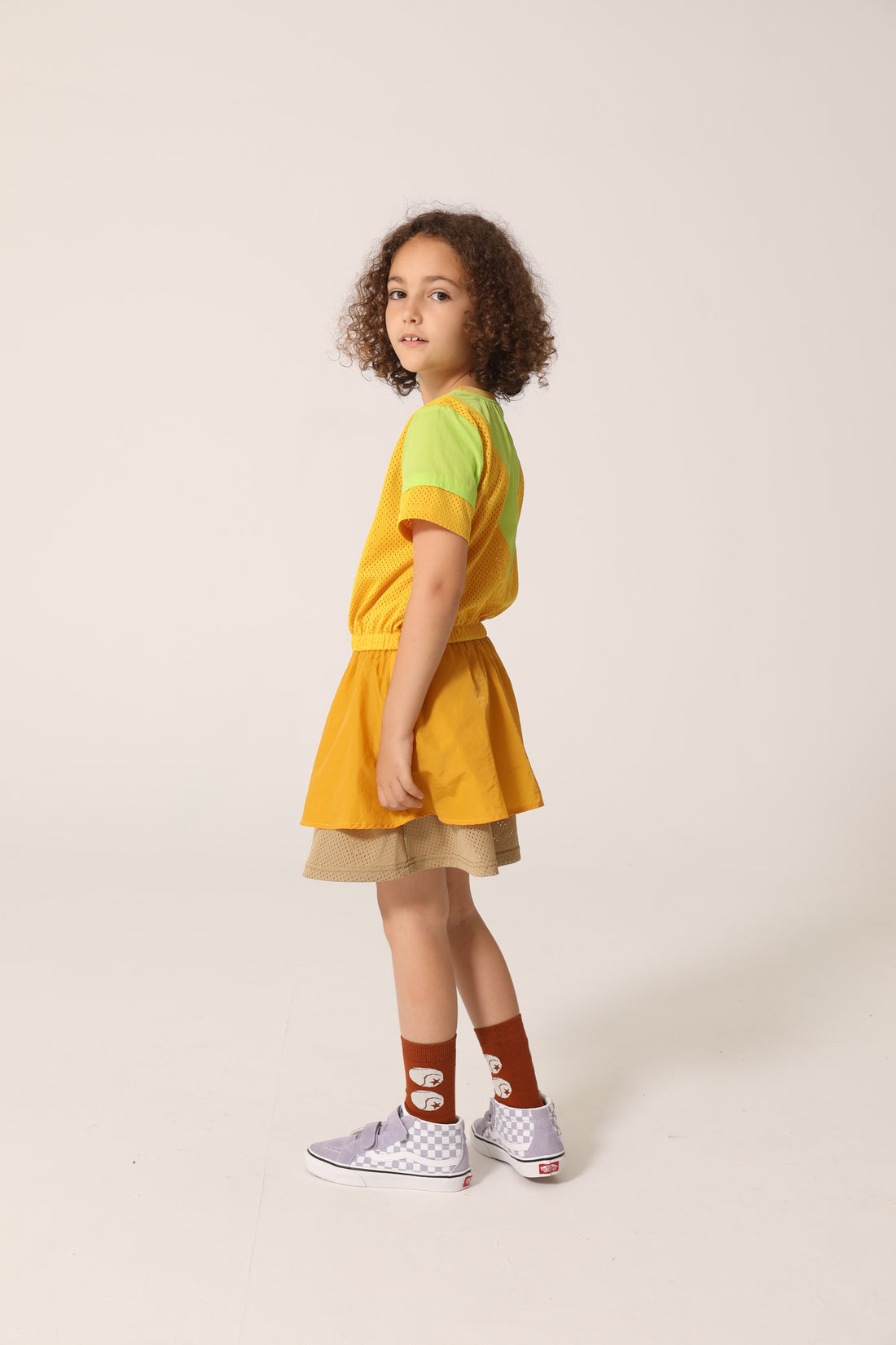 raquette Tri Sun-Golden-Yellow Nylon Mesh Tennis Dress