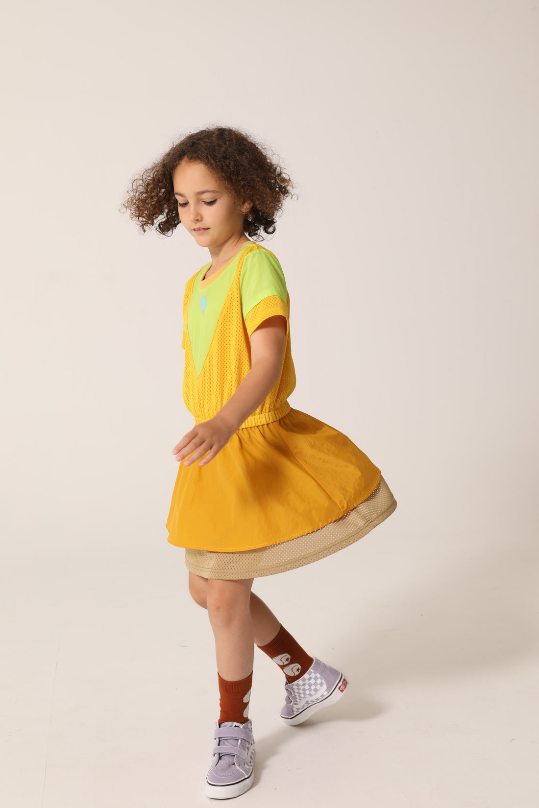 raquette Tri Sun-Golden-Yellow Nylon Mesh Tennis Dress