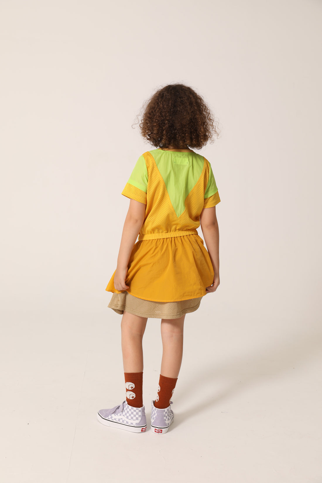 raquette Tri Sun-Golden-Yellow Nylon Mesh Tennis Dress