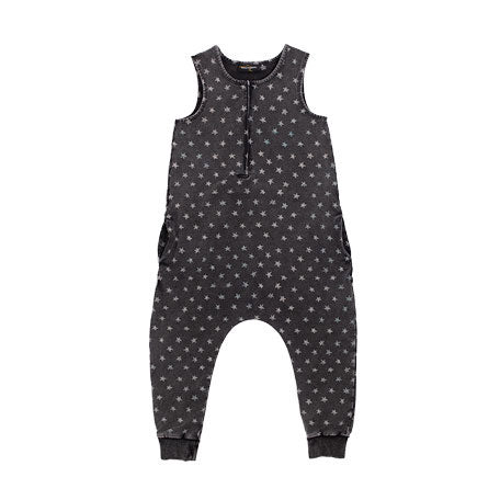 Rock Your Baby  Black Wash Stars Baby Jumpsuit