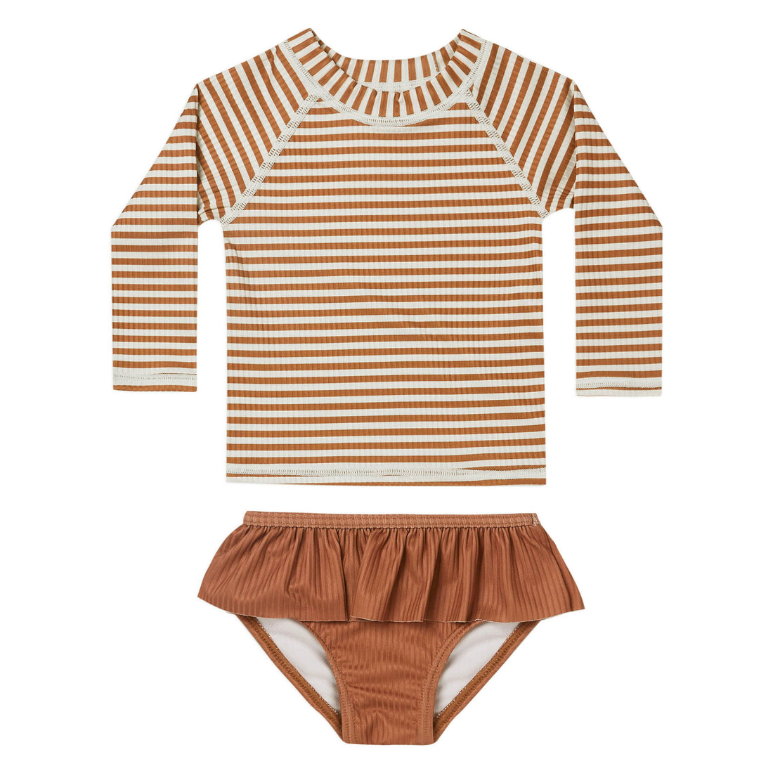 Rylee and Cru Rashguard Girls Set | Rust Stripe