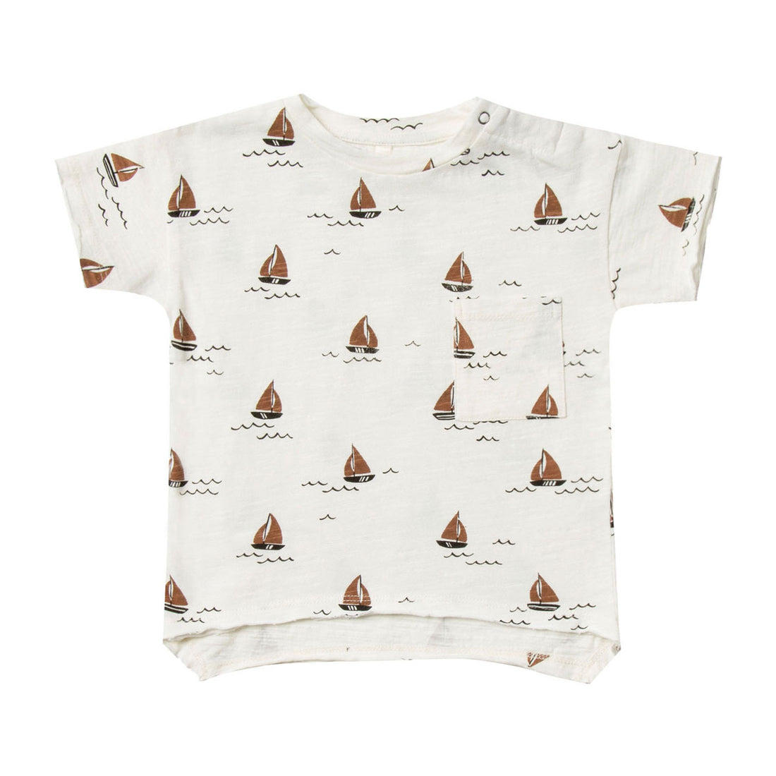Rylee and Cru Ivory Sailboat Raw Edge Tee