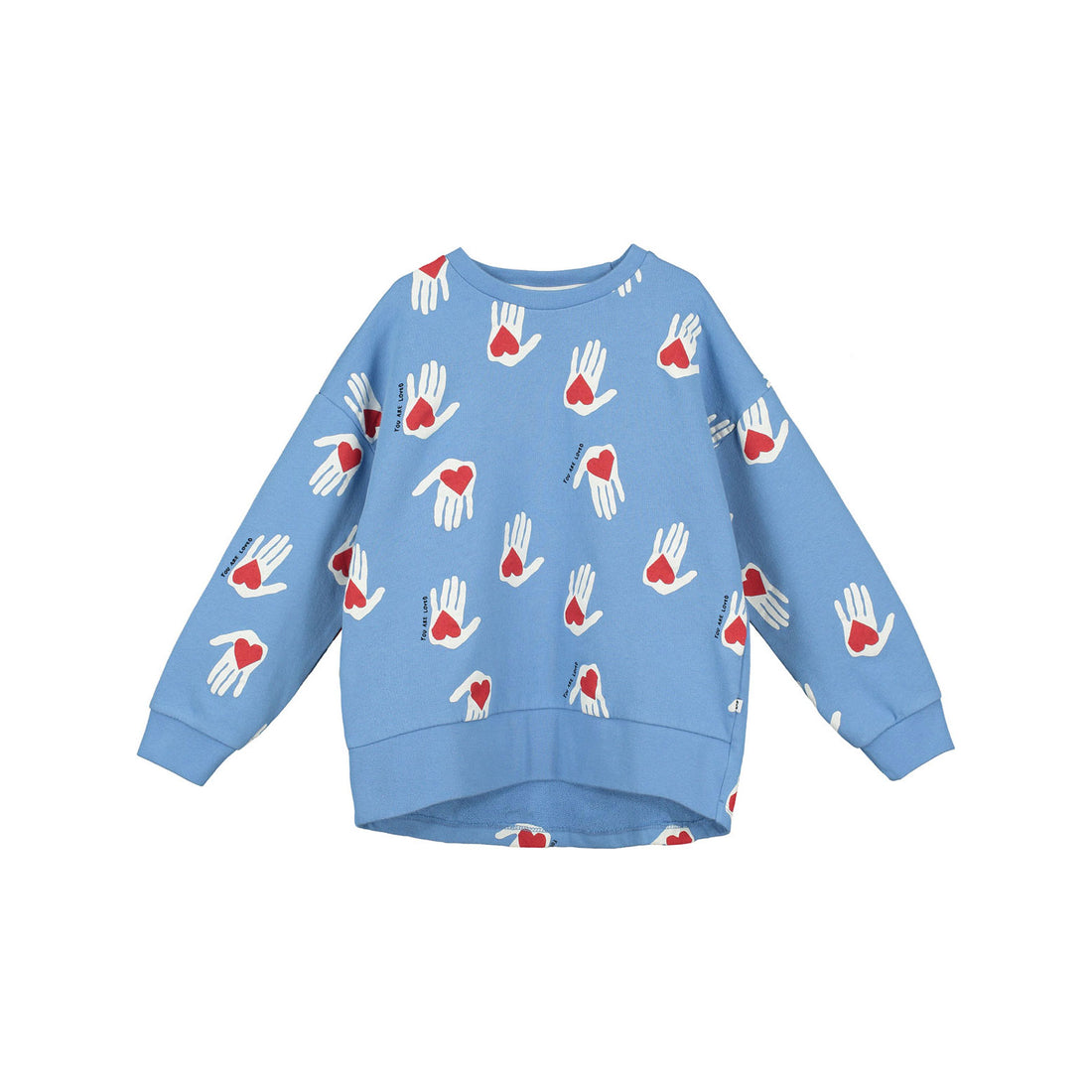 Beau Loves Blue Hold My Heart Print Relaxed Fit Sweater