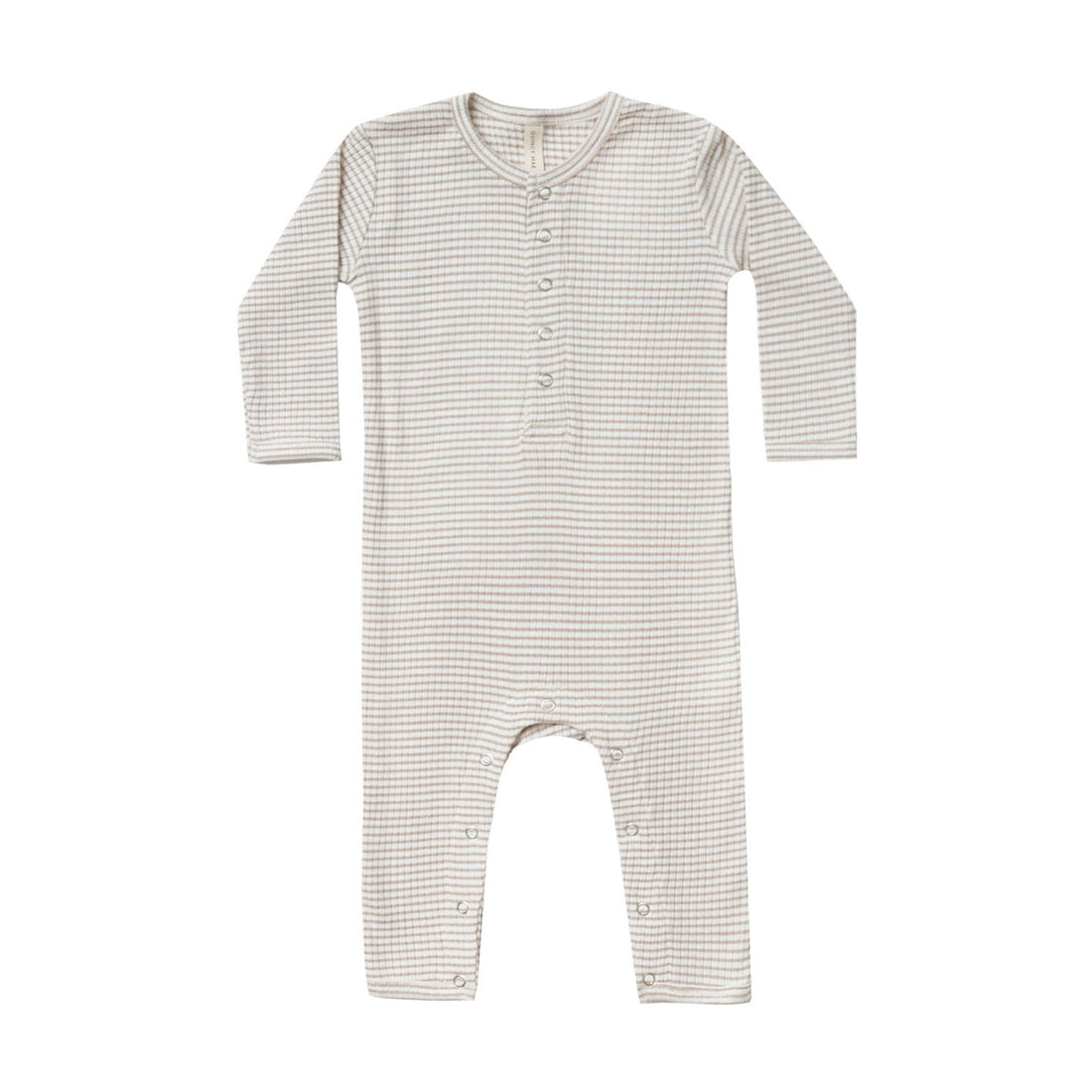 Quincy Mae Fog Stripe Ribbed Baby Jumpsuit