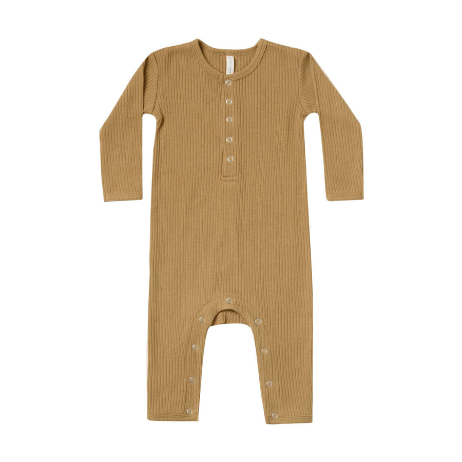 Quincy Mae Ochre Ribbed Baby Jumpsuit