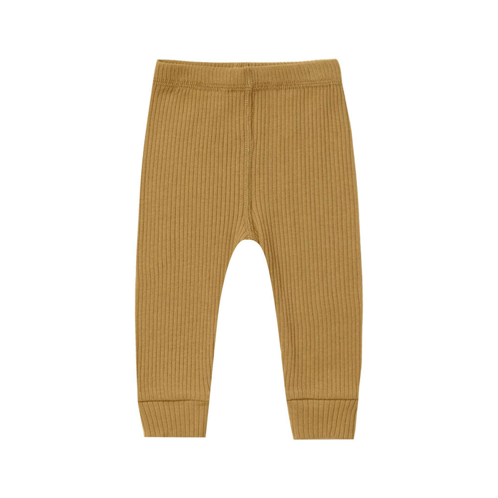 Quincy Mae Ochre Ribbed Leggings