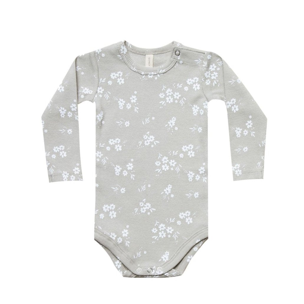 Quincy Mae Ash Organic Ribbed Longsleeve Onesie