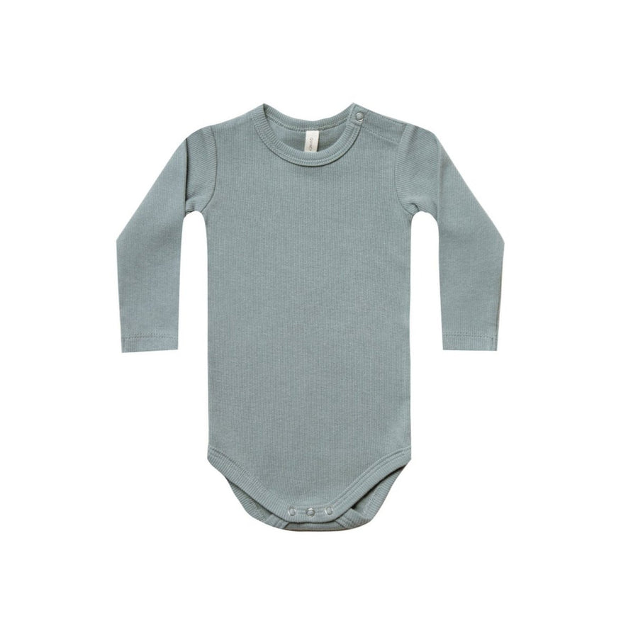 Quincy Mae Sea Organic Ribbed Longsleeve Onesie