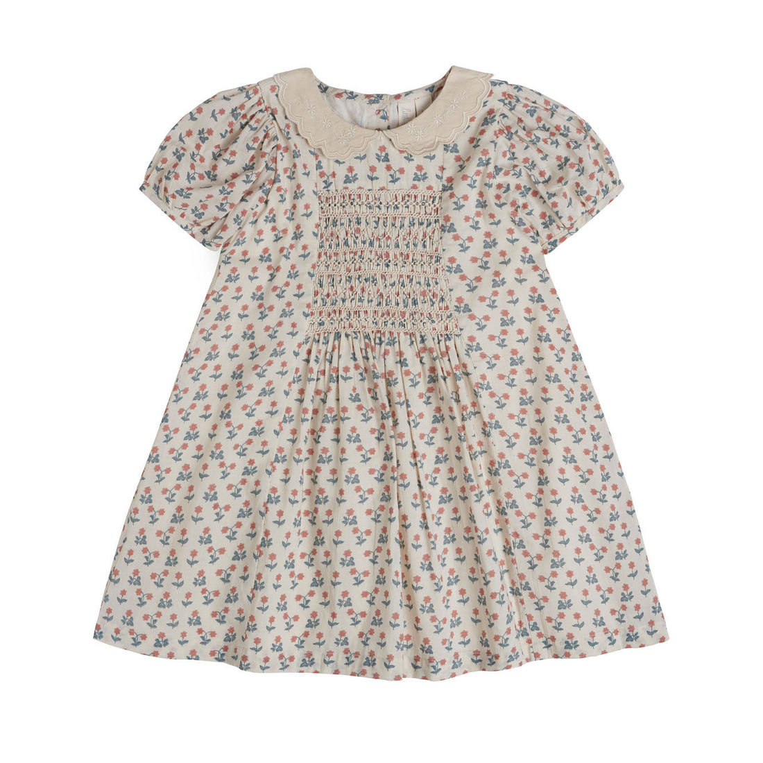 Little Cotton Clothes Calico Floral Ruby Smocked Dress