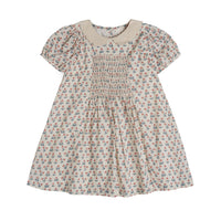 Little Cotton Clothes Calico Floral Ruby Smocked Dress
