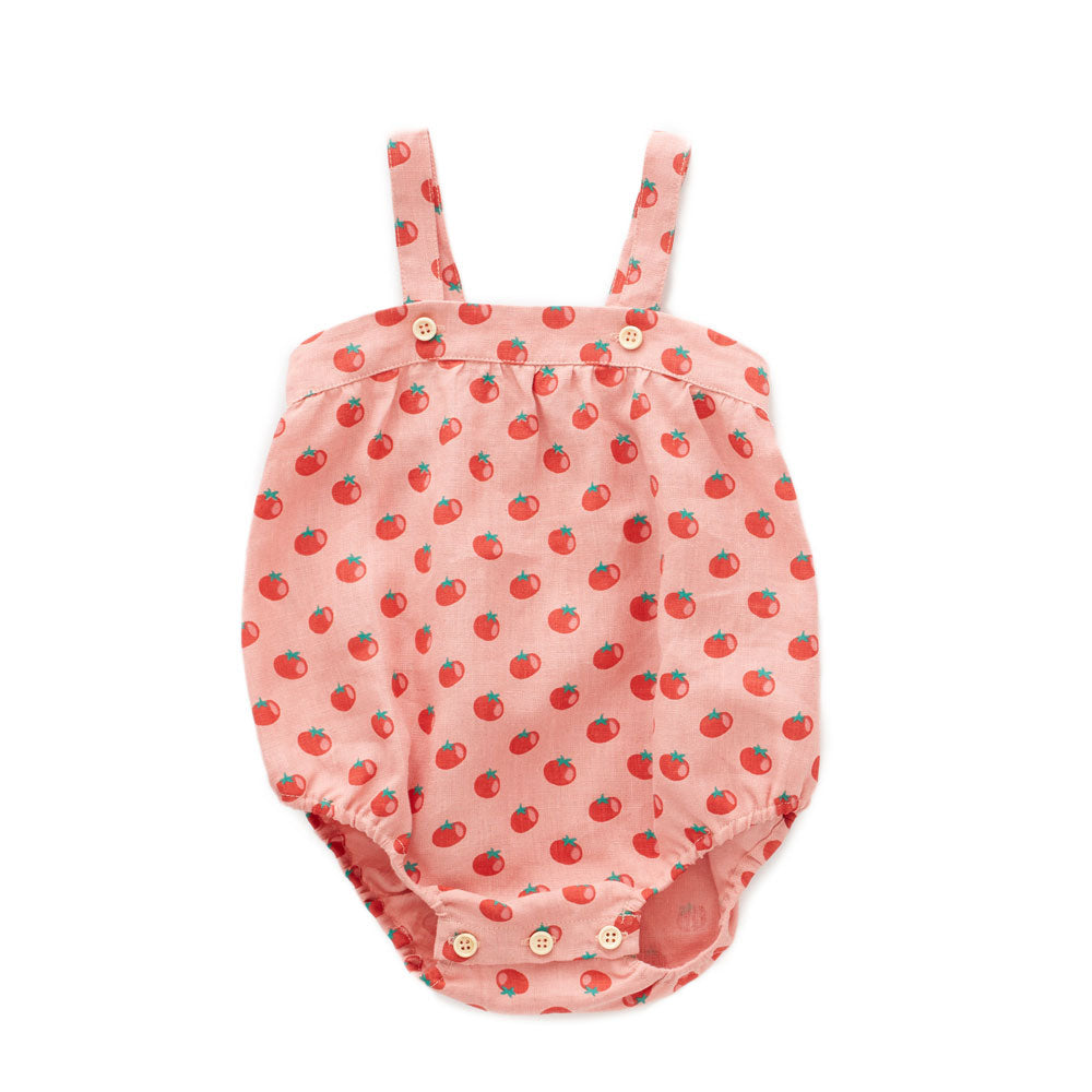 Oeuf Tomato Print Strap Romper