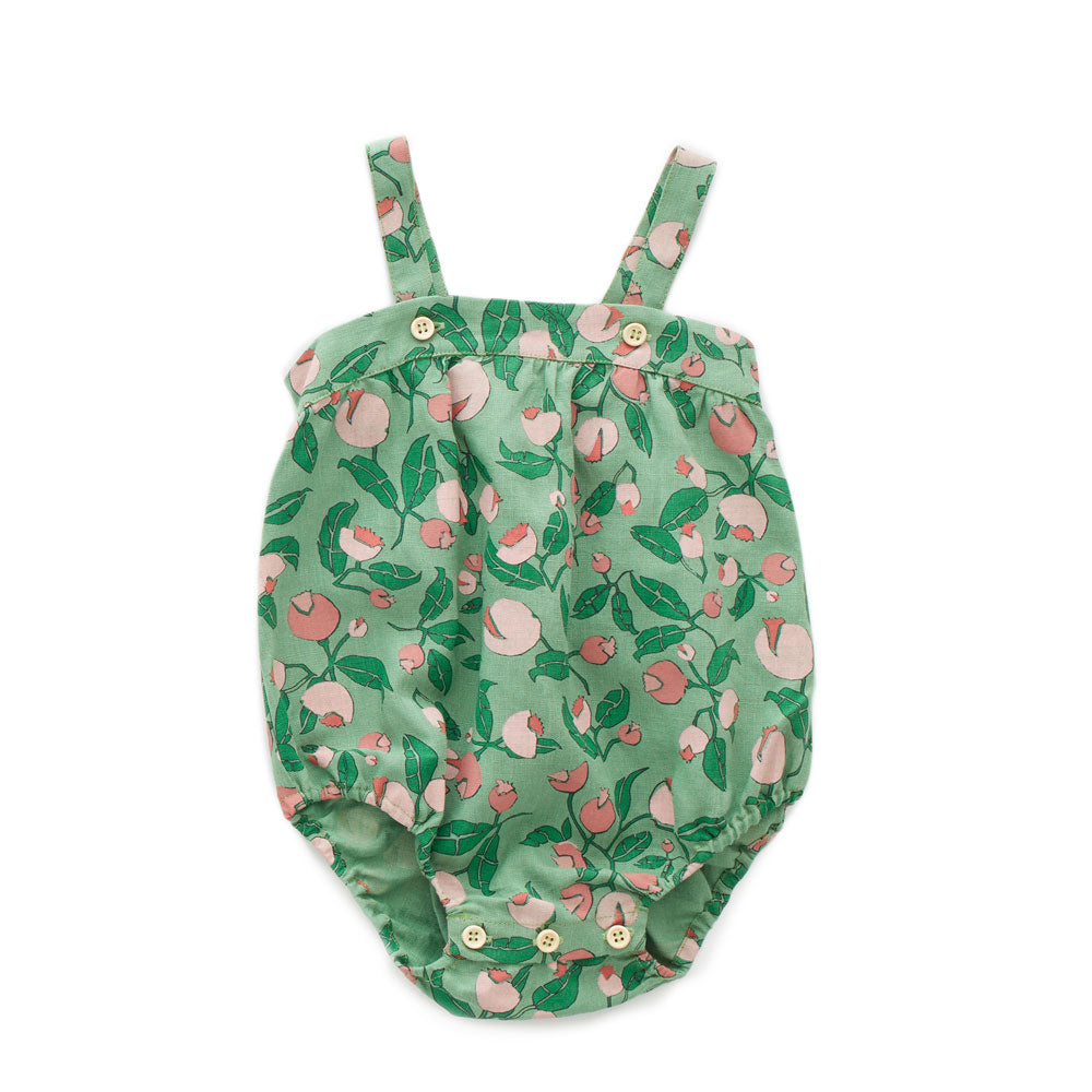 Oeuf Green Flower Strap Romper