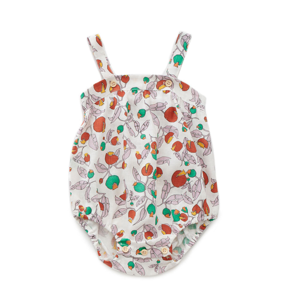 Oeuf White Flowers Strap Romper