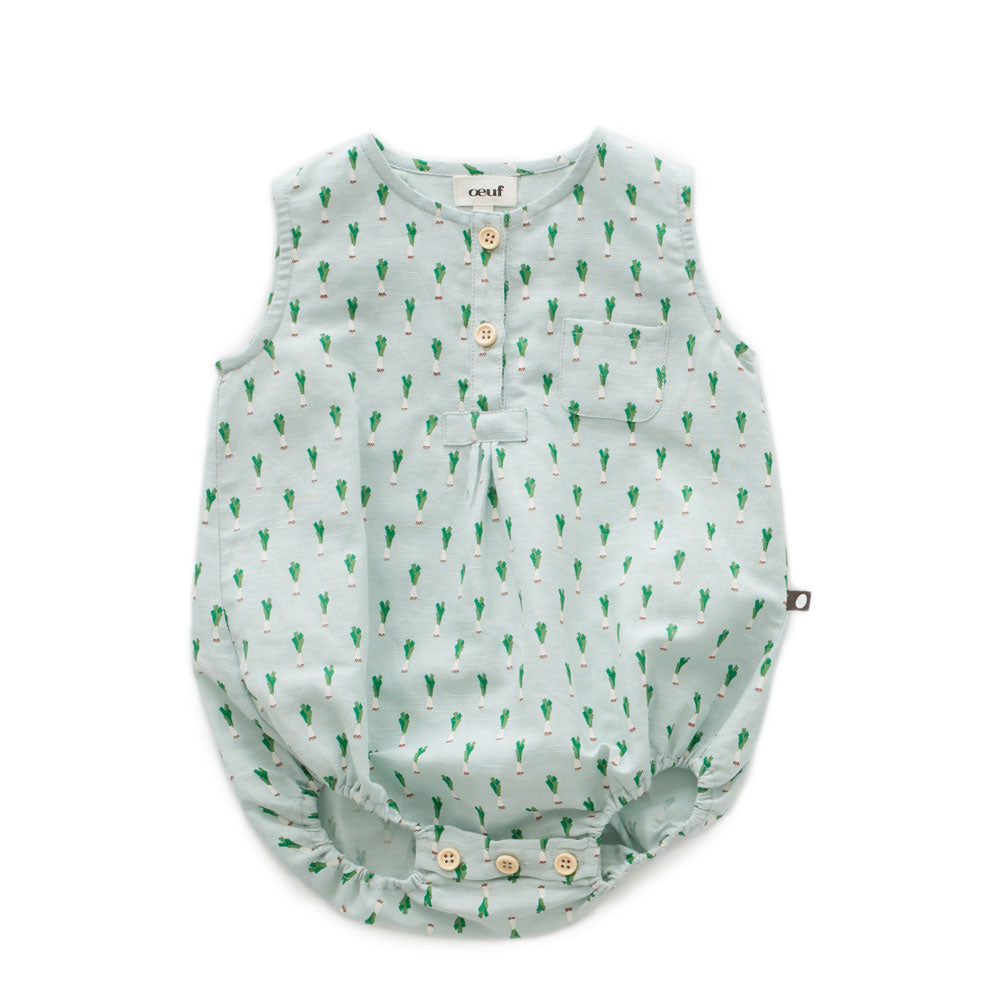 Oeuf Leek Print Pocket Romper