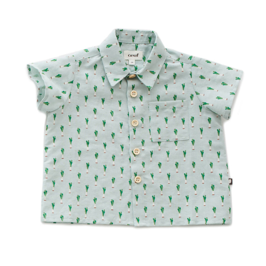 Oeuf Leek Print Button Down Shirt