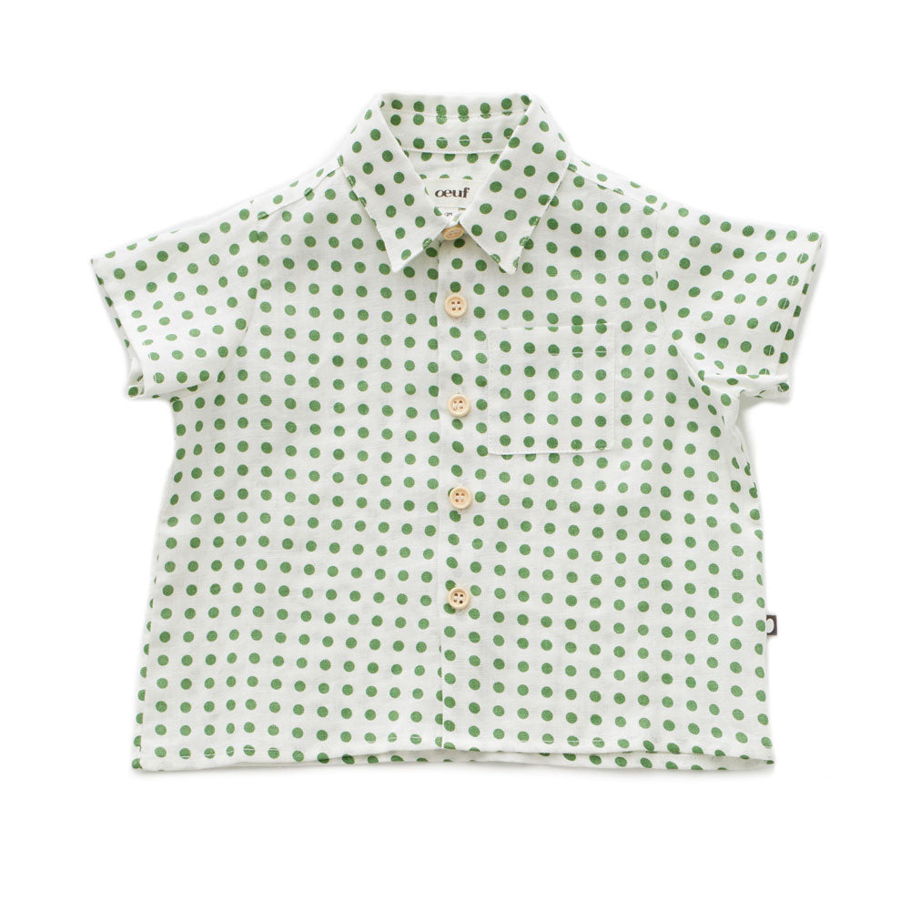 Oeuf Green Dots Button Down Shirt