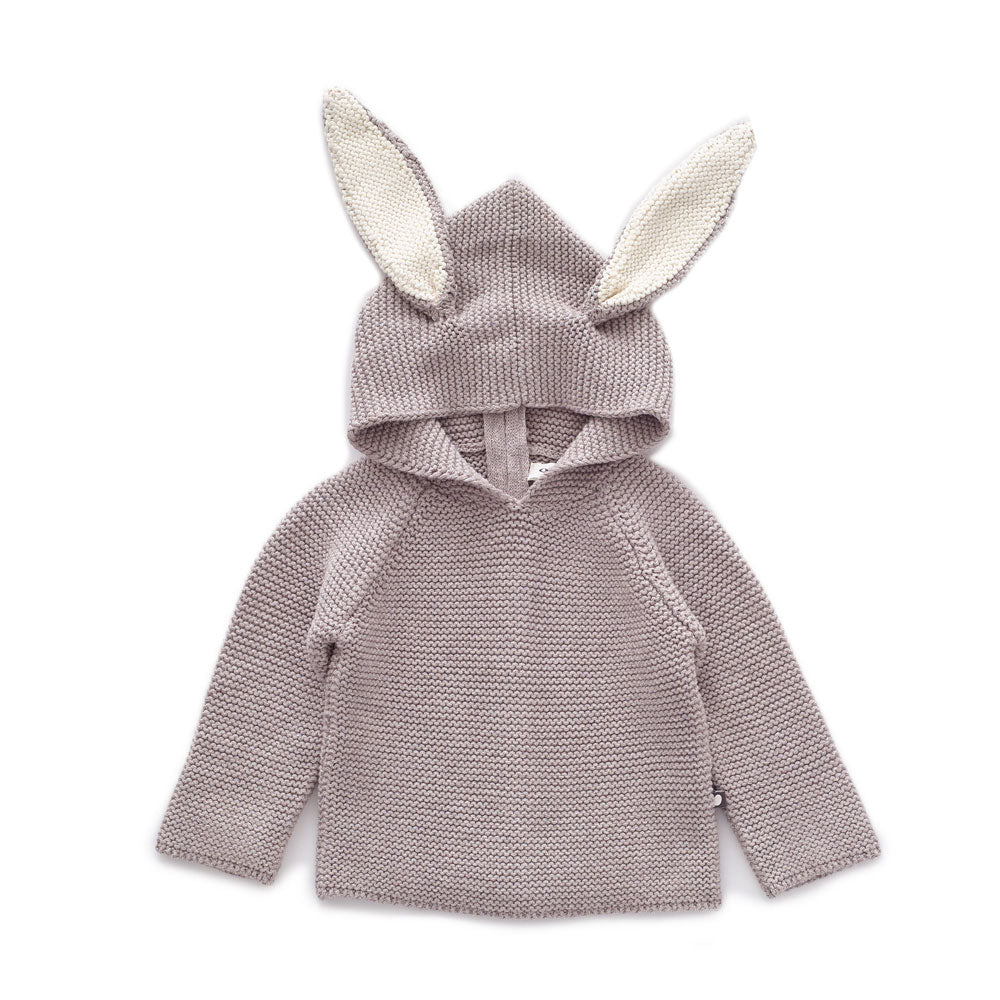 Oeuf Light Grey Basic Bunny Hoodie