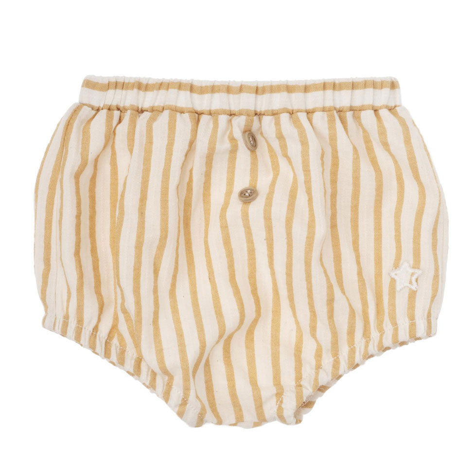 Tocoto Vintage Yellow Stripped Baby Bloomer With Pockets