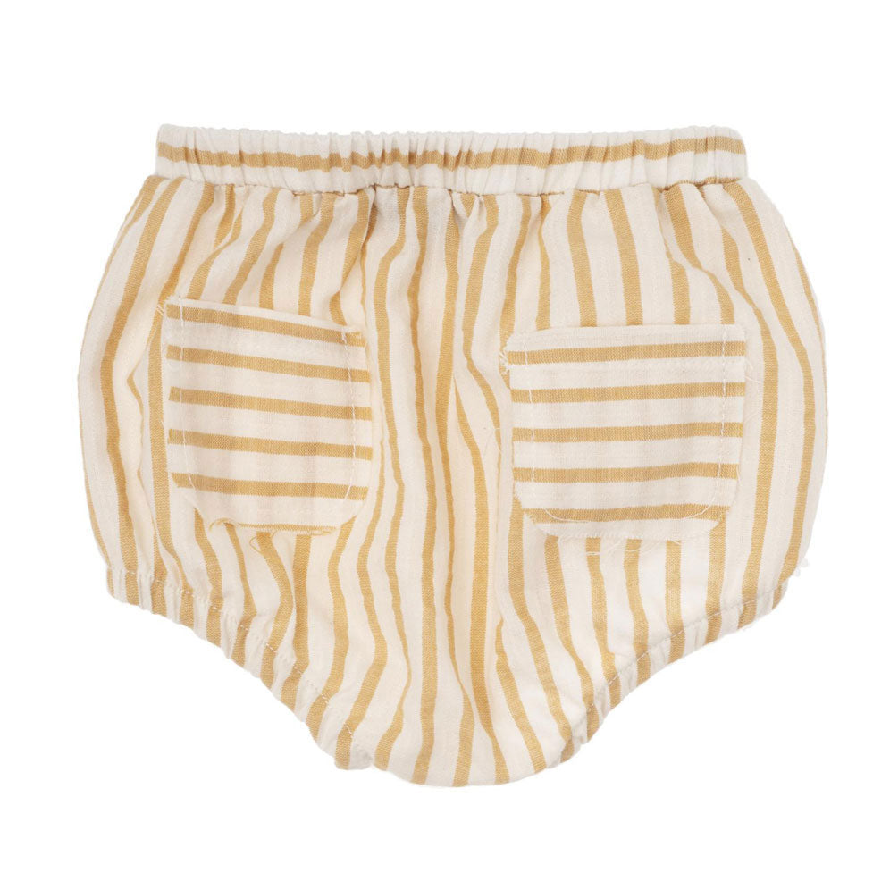 Tocoto Vintage Yellow Stripped Baby Bloomer With Pockets