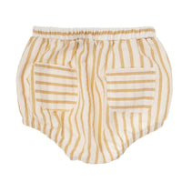 Tocoto Vintage Yellow Stripped Baby Bloomer With Pockets