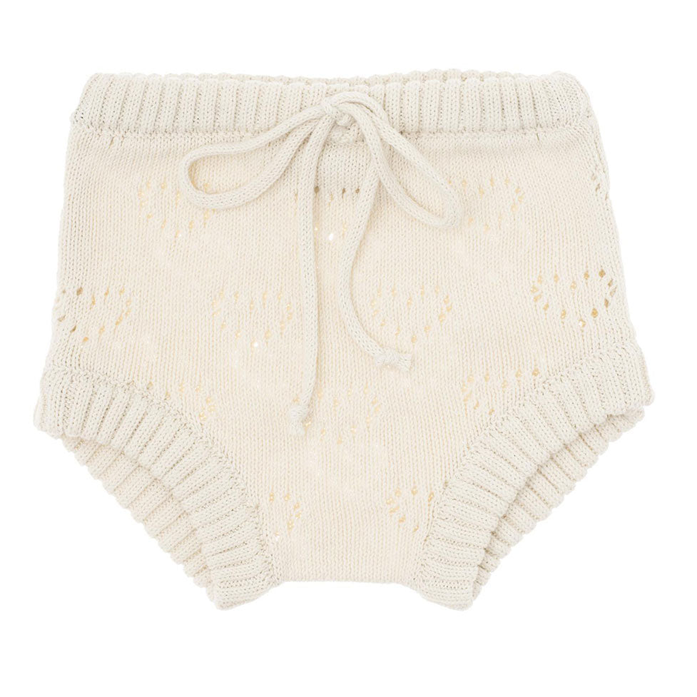 Tocoto Vintage Off-White Hearts Tricot Bloomer