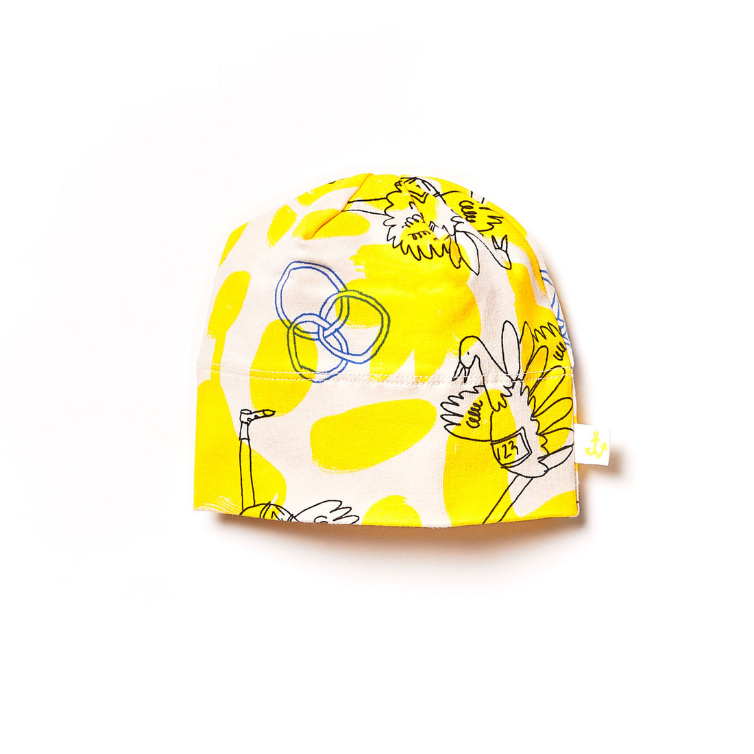 Noe Zoe Yellow Ostrich Print Baby Beanie
