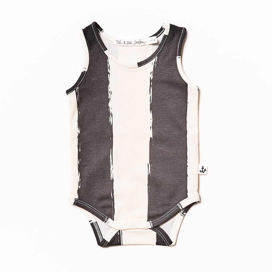 Noe Zoe Black XL Stripes Tank Bodysuit