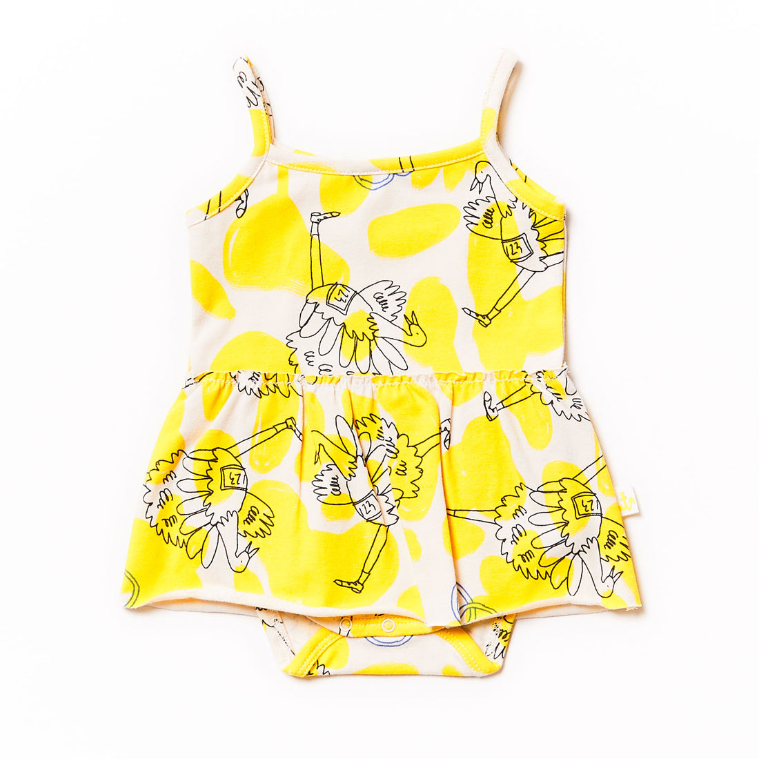 Noe Zoe Yellow Ostrich Print Skirt Bodysuit