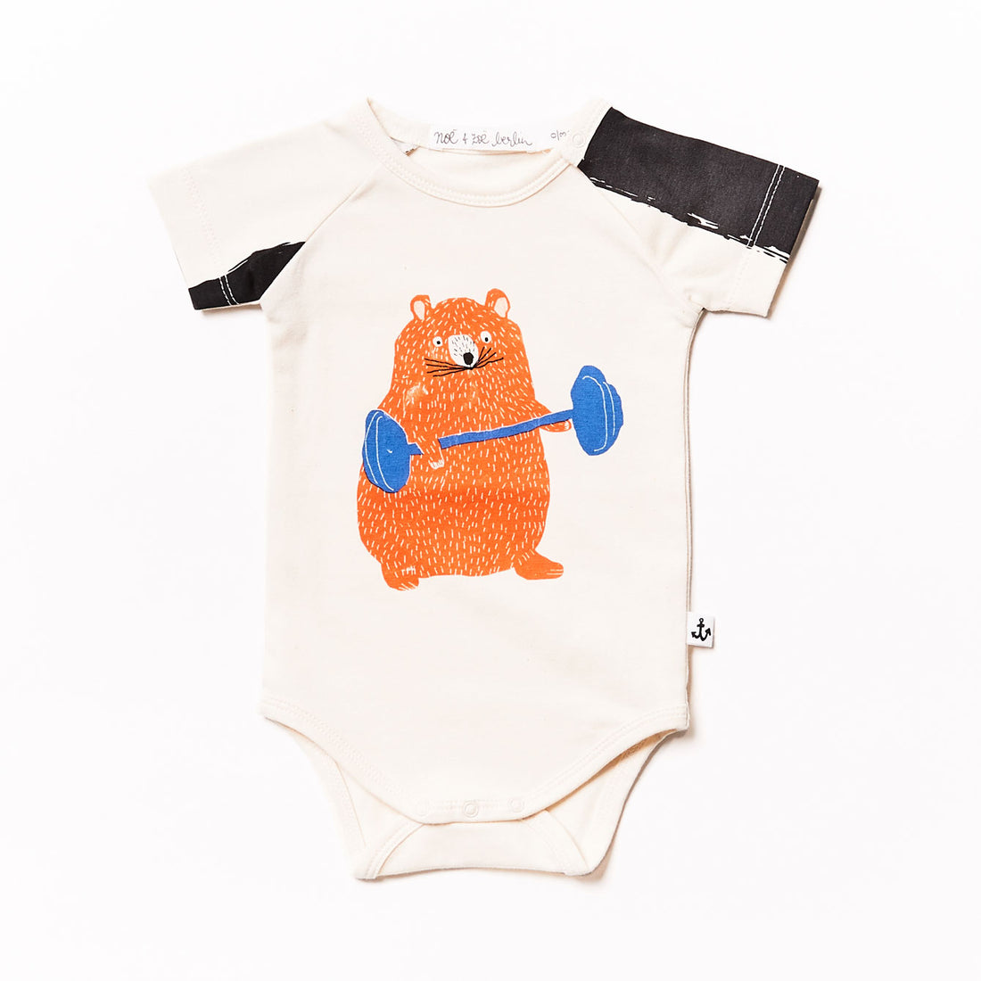 Noe Zoe Black XL Stripes Bear Bodysuit
