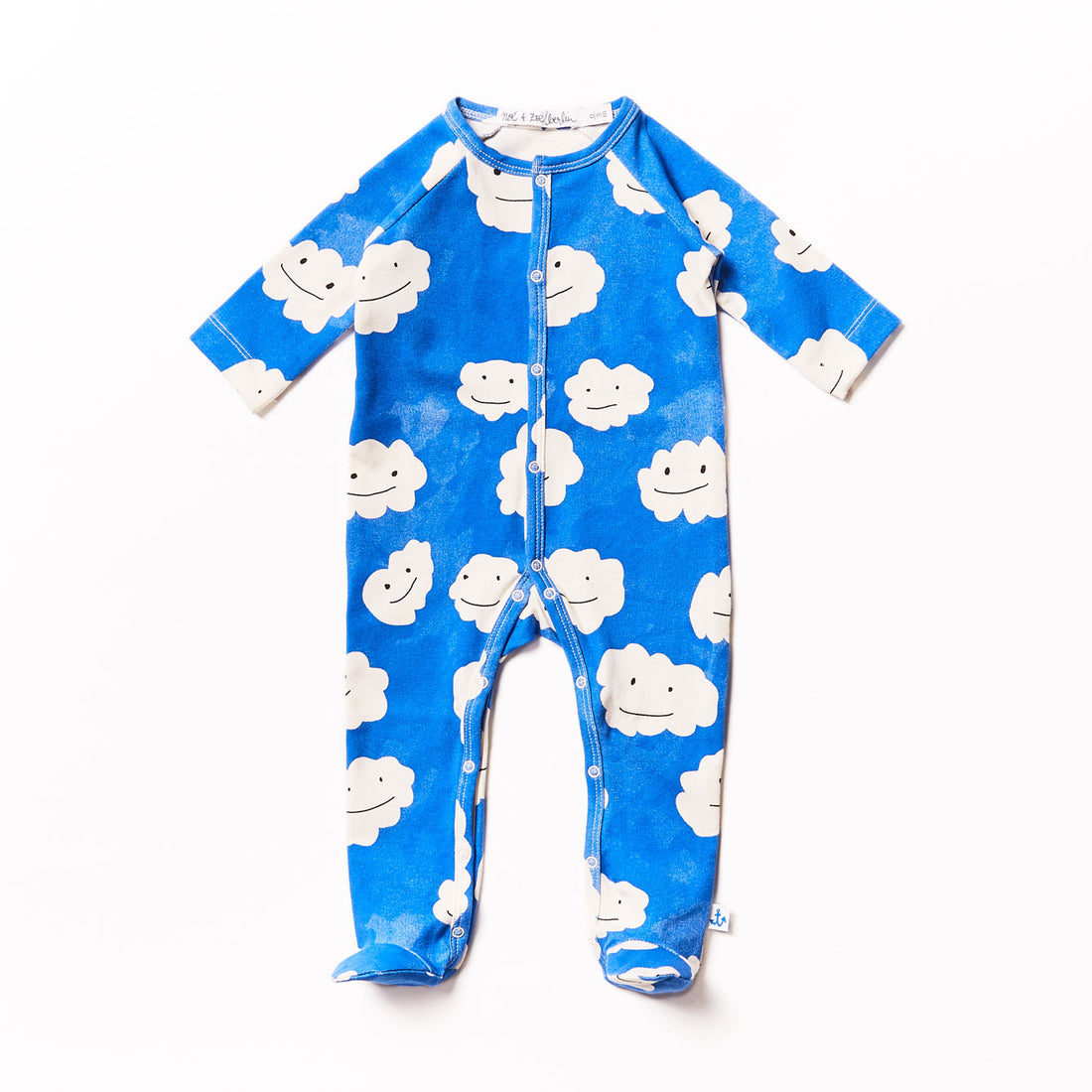 Noe Zoe Blue Clouds Print Footie