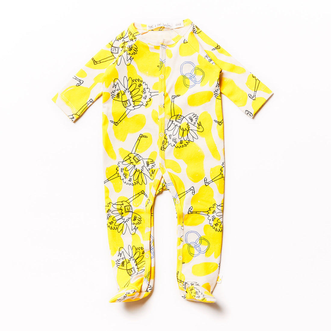 Noe Zoe Yellow Ostrich Print Footie